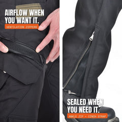 CRB RoadVault riding pants — ventilation zippers and ankle seal