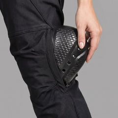 CRB RoadVault riding pants — CE Level 2 knee pad drops into the knee pocket — Black